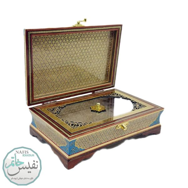 جعبه جواهرات خاتم کاری | مدل بغل کاس طرح مینیاتور و تذهیب