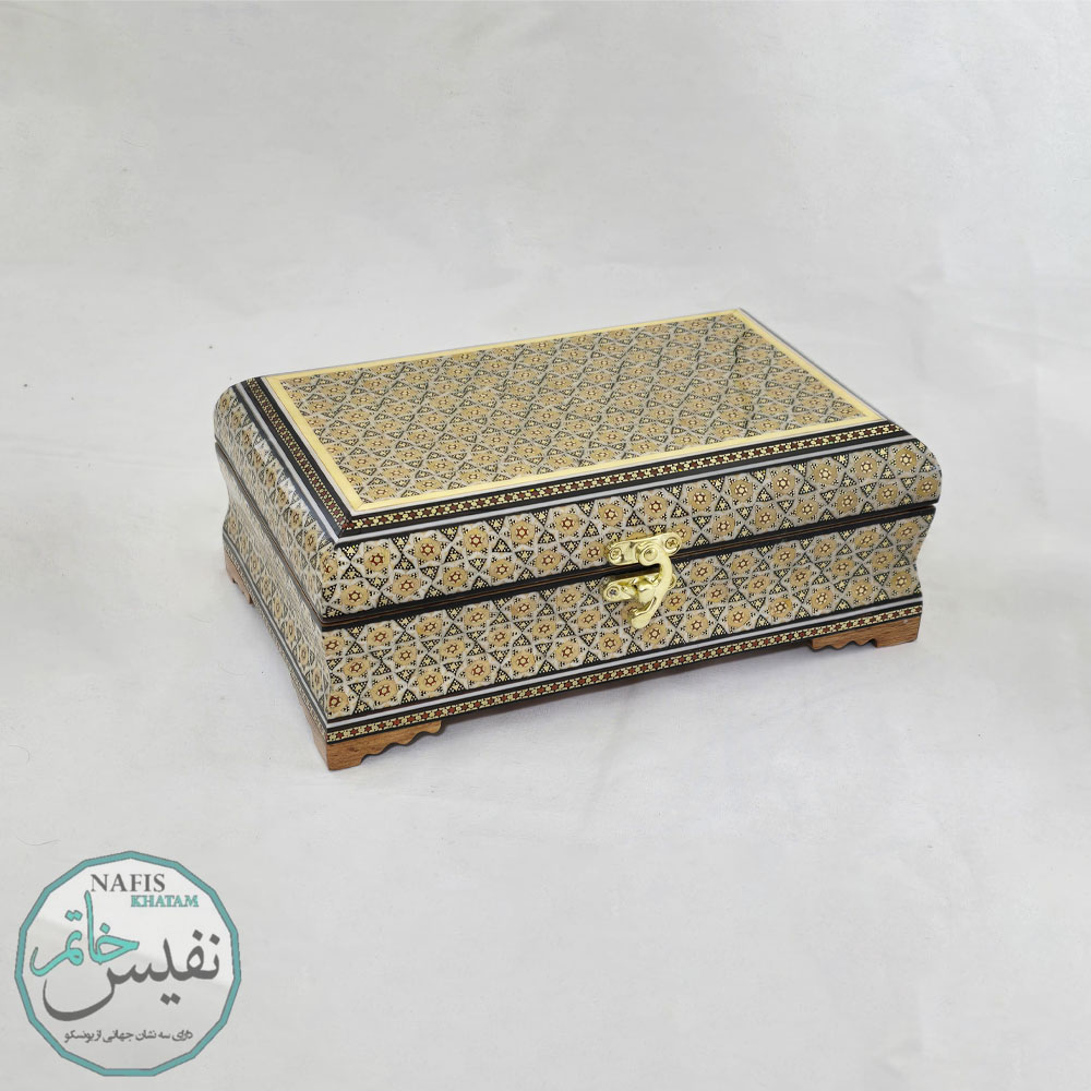 جعبه جواهرات خاتم کاری | مدل رو خاتم داخل راش